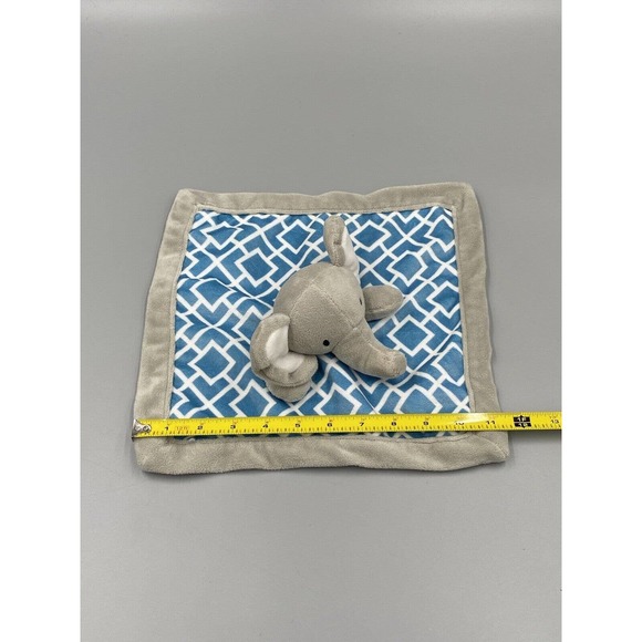 Gray Elephant Plush Lovey Baby Blue Security Blanket Levtex Baby - Picture 3 of 6